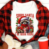 サンタさんかわいいアライグマのクリスマスをフェラル トライブレンドTシャツ