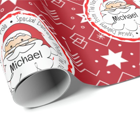 サンタさんかわいいスノーフレーク伝統的・クリスマスから ラッピングペーパー (ロールコーナー)