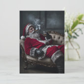 サンタさんがたばこを吸って飲む – カーユニークド シーズンカード (スタンド正面)