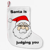 サンタさんがクリスマスをおもしろい審査中 スモールクリスマスストッキング (正面)