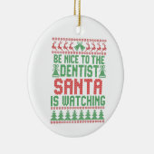 サンタさんがクリスマスを見ている歯医者に親切にする セラミックオーナメント (右)