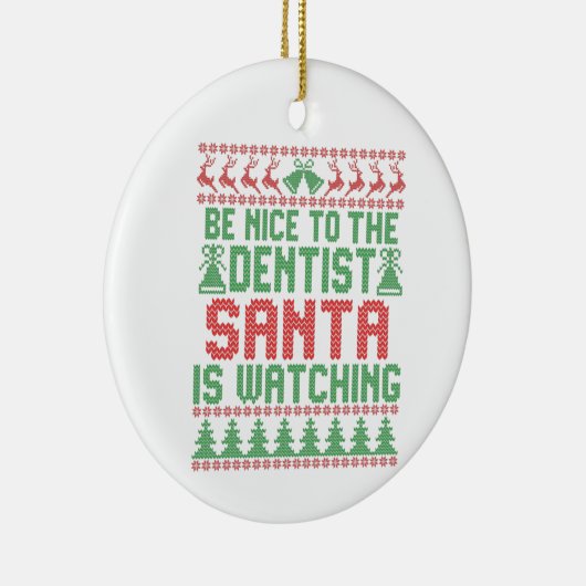 サンタさんがクリスマスを見ている歯医者に親切にする セラミックオーナメント (右)