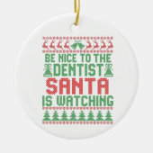 サンタさんがクリスマスを見ている歯医者に親切にする セラミックオーナメント (正面)
