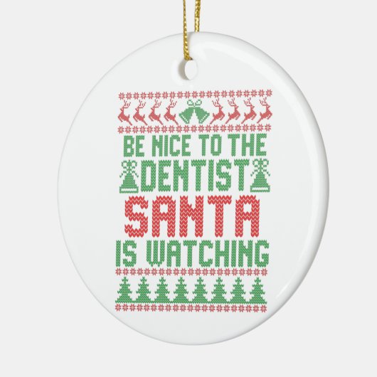 サンタさんがクリスマスを見ている歯医者に親切にする セラミックオーナメント (左)