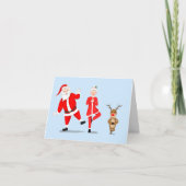 サンタさんがクロース&トナカイ夫人とヨガをしようとしている カード (正面)