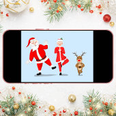 サンタさんがクロース&トナカイ夫人とヨガをしようとしている カード