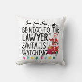 サンタさんがTシャツを見ている弁護士に親切にしなさい クッション (正面)