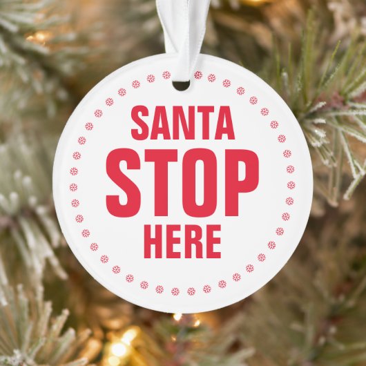 サンタさんここで止まって 赤と白の可愛いクリスマス オーナメント (ツリー)