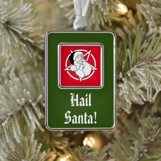 サンタさんこんにちは!サタンおもしろい シルバープレートフレームオーナメント (ツリー)
