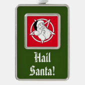 サンタさんこんにちは!サタンおもしろい シルバープレートフレームオーナメント (正面)