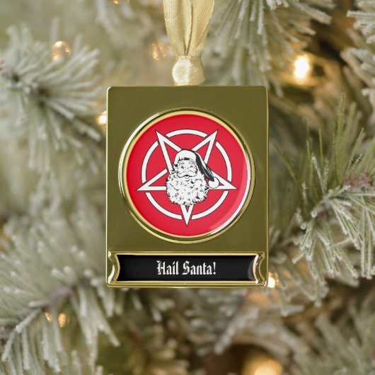 サンタさんこんにちは！サタンサンタペンタグラム ゴールドプレートバナーオーナメント (ツリー)