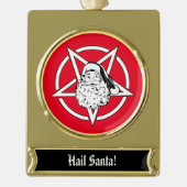 サンタさんこんにちは！サタンサンタペンタグラム ゴールドプレートバナーオーナメント (正面)