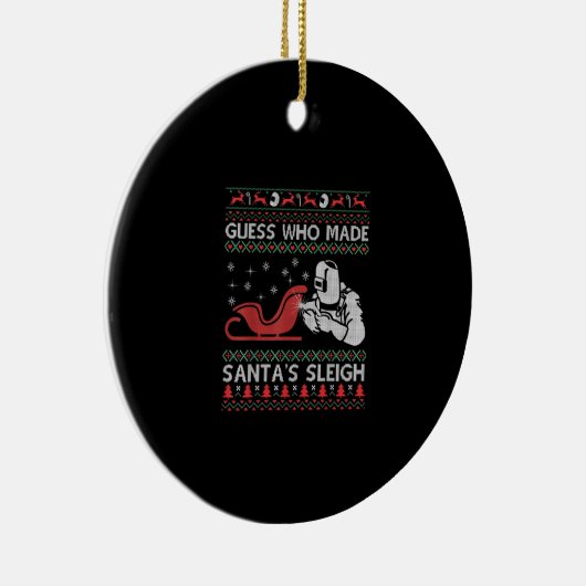 サンタさんそりは誰が作ったか推測 |ウェルダーおもしろいギフト セラミックオーナメント (右)