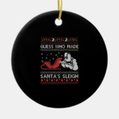 サンタさんそりは誰が作ったか推測 |ウェルダーおもしろいギフト セラミックオーナメント (正面)