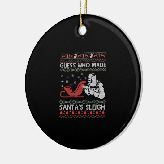 サンタさんそりは誰が作ったか推測 |ウェルダーおもしろいギフト セラミックオーナメント (左)
