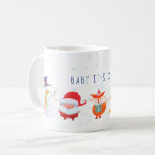 サンタさんとかわいい動物の友達とのクリスマスマグカップ コーヒーマグカップ (正面左)