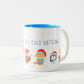 サンタさんとかわいい動物の友達とのクリスマスマグカップ ツートーンマグカップ (正面右)