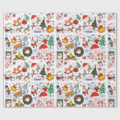 サンタさんとそりのクリスマスをテーマにした模様 ラッピングペーパー (フラット)