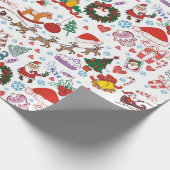 サンタさんとそりのクリスマスをテーマにした模様 ラッピングペーパー (角)