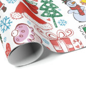 サンタさんとそりのクリスマスをテーマにした模様 ラッピングペーパー (ロールコーナー)