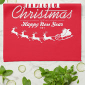 サンタさんとの新年おめでとう キッチンタオル (折り畳み)