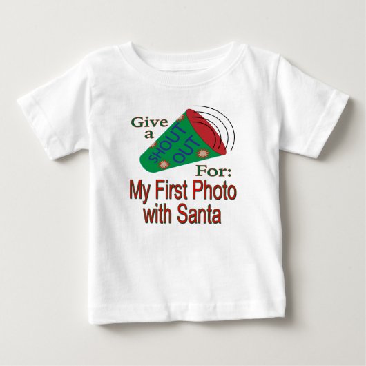 サンタさんとの最初の写真に声を掛ける ベビーTシャツ (正面)