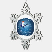 サンタさんとの聖降誕祭お目出とう スノーフレークピューターオーナメント (右)