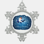 サンタさんとの聖降誕祭お目出とう スノーフレークピューターオーナメント (正面)