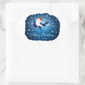 サンタさんとの聖降誕祭お目出とう 楕円形シール (バッグ)