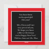 サンタさんとミセス・クロースからのメッセージ シーズンカード (裏面)