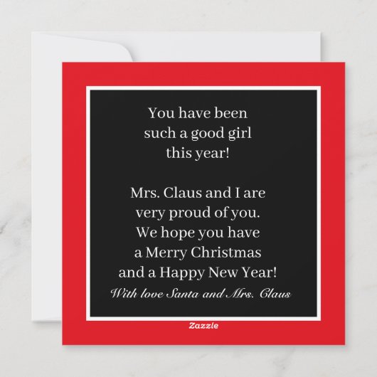 サンタさんとミセス・クロースからのメッセージ シーズンカード (裏面)