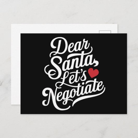 サンタさんと交渉しよう 面白いクリスマスプレゼント シーズンポストカード (正面/裏面)