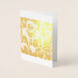 サンタさんと奥さんの折り紙グリーティングカード 箔カード