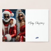 サンタさんと奥さんの折り紙グリーティングカード 箔カード (内部)