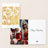 サンタさんと奥さんの折り紙グリーティングカード 箔カード (ディスプレー)