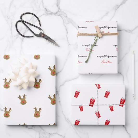 サンタさんのかわいいクリスマスのプレゼント ラッピングペーパーシート (正面)