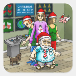サンタさんのオフィスのステッカーからメリークリスマス スクエアシール