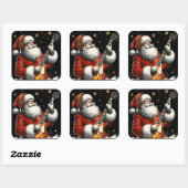 サンタさんのギターでクリスマスの歌を揺らす スクエアシール (シート)