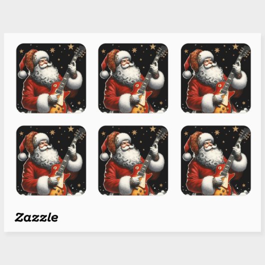 サンタさんのギターでクリスマスの歌を揺らす スクエアシール (シート)