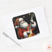 サンタさんのギターでクリスマスの歌を揺らす スクエアシール (封筒)