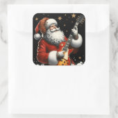 サンタさんのギターでクリスマスの歌を揺らす スクエアシール (バッグ)