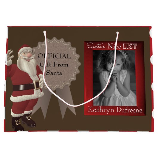 サンタさんのニースリスト(写真付き) ラージペーパーバッグ (正面)