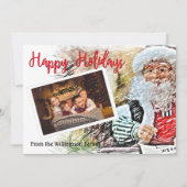 サンタさんの写真と彼のリストの幸せな休日 シーズンカード (正面)