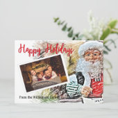 サンタさんの写真と彼のリストの幸せな休日 シーズンカード (スタンド正面)