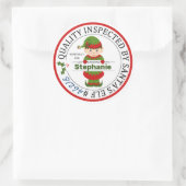 サンタさんの小妖精や小人で検査されたクリスマスプレゼント ラウンドシール (バッグ)