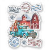 サンタさんの工房の近くでギフトトラック シール (正面)