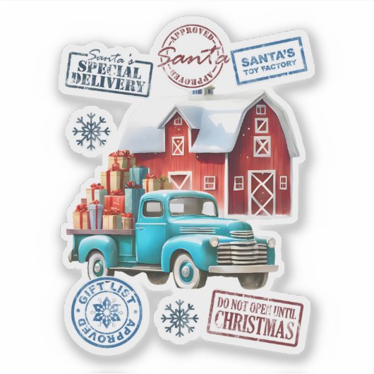 サンタさんの工房の近くでギフトトラック シール (正面)