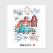 サンタさんの工房の近くでギフトトラック シール (シート)