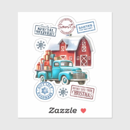 サンタさんの工房の近くでギフトトラック シール (シート)