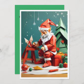 サンタさんの店で働く折り紙スタイル シーズンカード (正面/裏面)